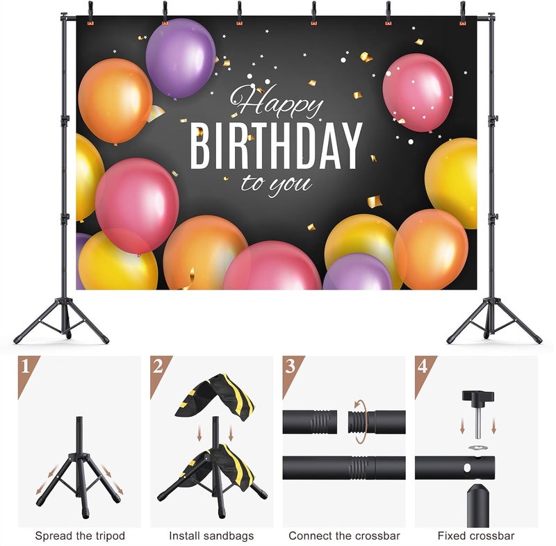 Forlogic 10x7.5Ft Backdrop Stand, Heavy Duty Adjustable Photo Back Drop Stand for Party, Photography, Banner Stand (Includes Six Background Stand Clamps) - Image 5